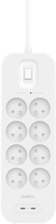 Belkin Surge Protection 8 Outlet 2m Dual USB-C 30W PD White null