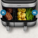 Philips 5000 Series Dual Basket NA555/00 + Double Layer Cooking Set + Master Baking Set product in use