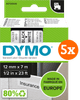 DYMO D1 12mm x 7m Zwart Wit Labels 5-pack Main Image