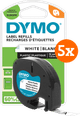 DYMO LetraTag 12mm x 4m Black White Labels 5-pack Main Image